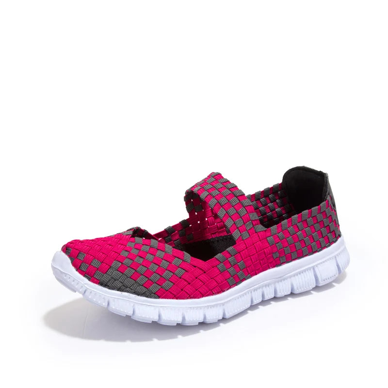 Women Running Sneakers Shoes Summer Breathable Walking Woven Shoe Anti-slip Handmade Weave Lightweight Female Flats Casual Shoe