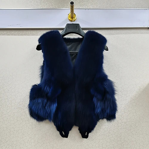 2025 Women Luxury 100% Genuine Real Fox Fur Vest Natural Soft Fox Fur Sleeveless Jacket New Lady Quality Warm Real Fox Fur Gilet