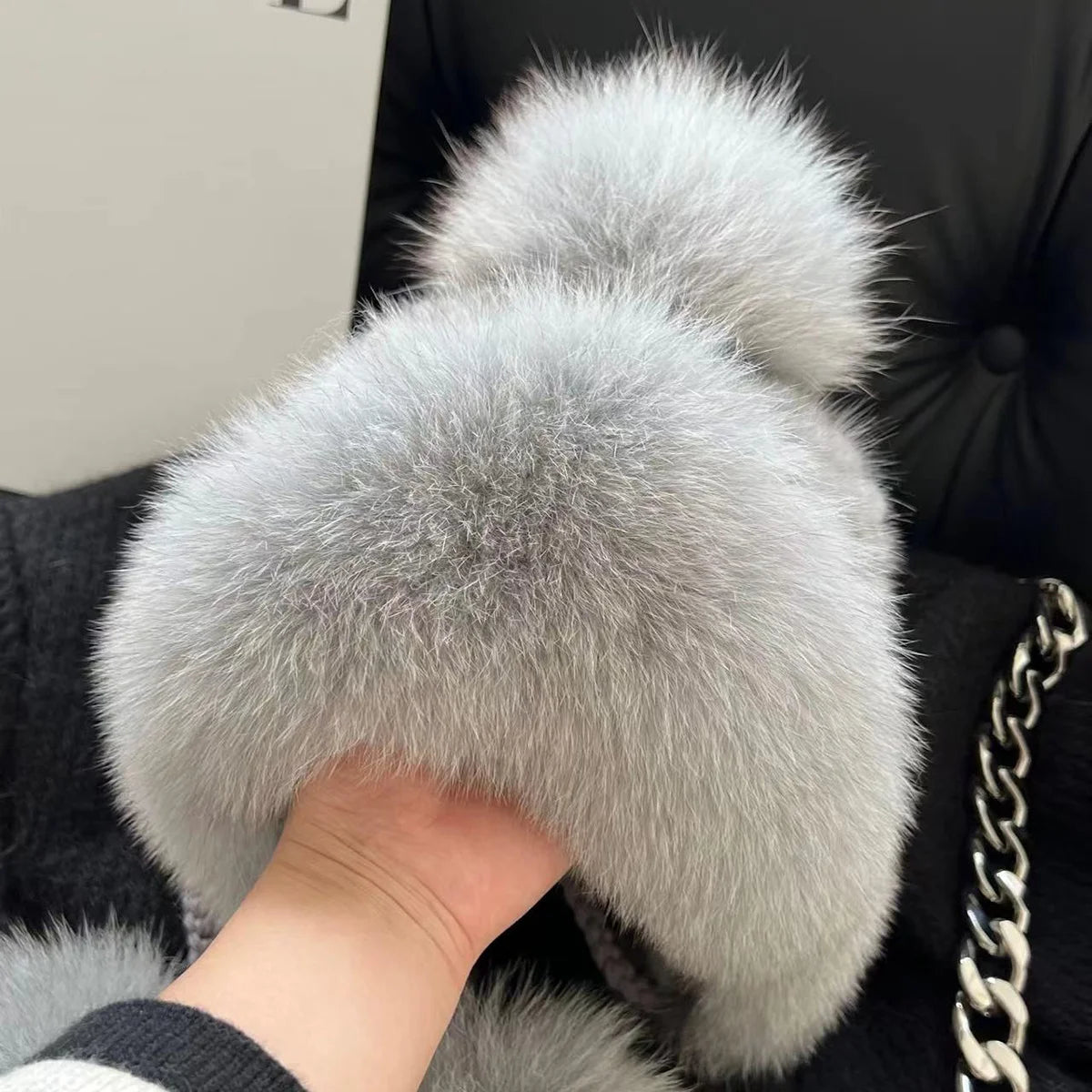 Real Mink Fur Hat For Women Winter Natural Fur Lei Feng Hat With Fox Fur Ball Thicked Ear Protection Hat Female Hand Knitted Hat