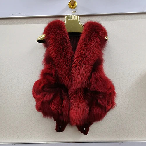2025 Women Luxury 100% Genuine Real Fox Fur Vest Natural Soft Fox Fur Sleeveless Jacket New Lady Quality Warm Real Fox Fur Gilet