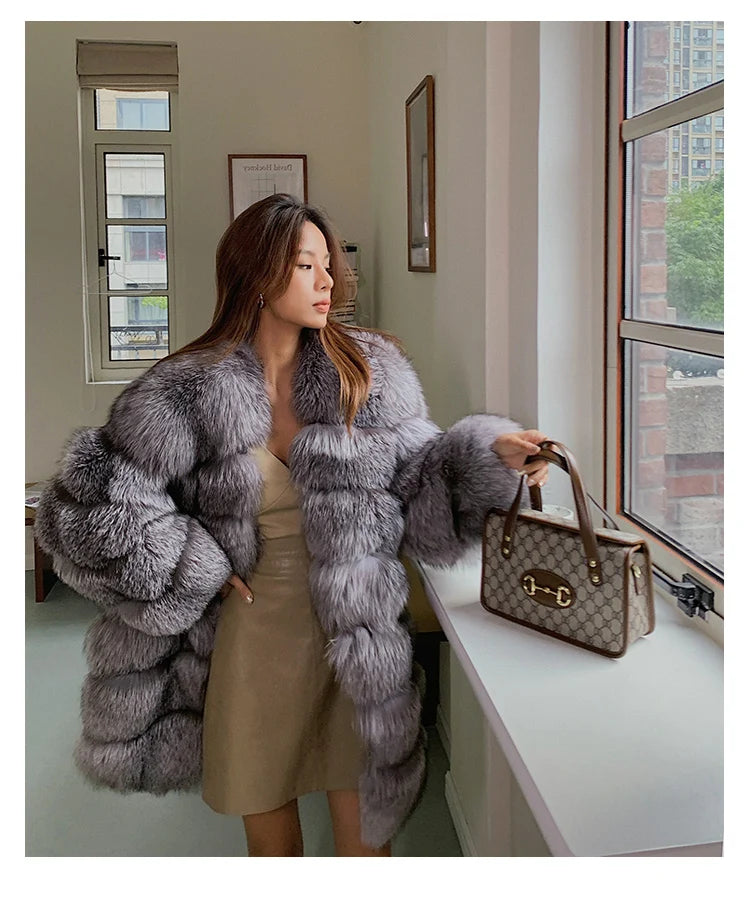 Fangtai 2023 Natural Real Fox Fur Coat Fur Coat Women Warm Luxury Free Shipping Fashion Female Vest Women's Winter Cold Jacket