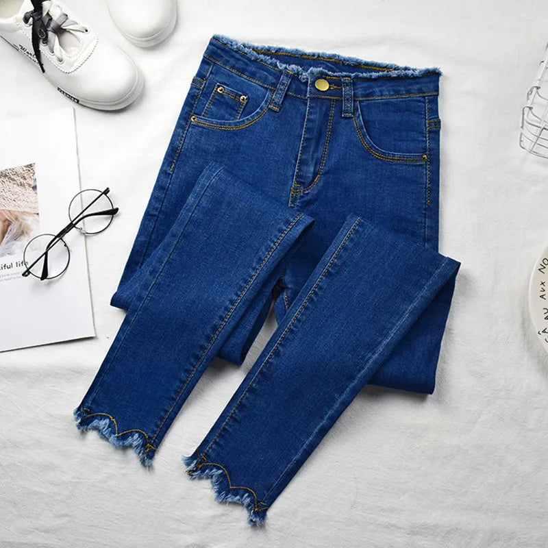 2023 Spring Jeans For Women High Waist Skinny Pencil Blue Denim Pants women Black Stretch Bottoms Slim Pants For Women Trousers