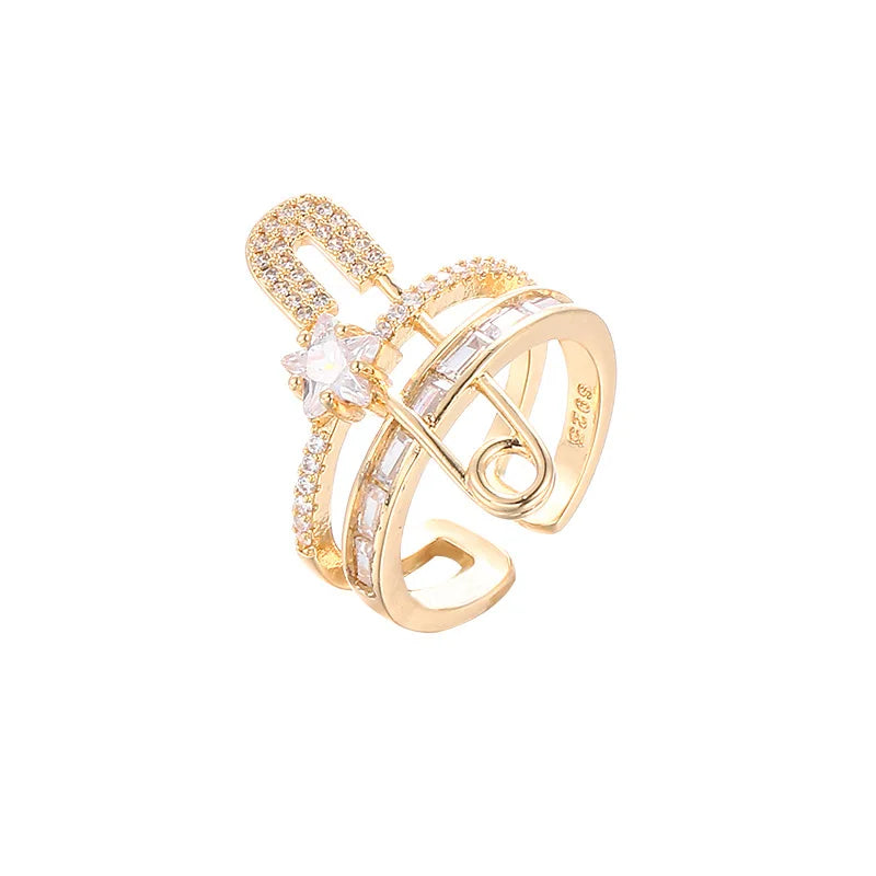 925 Sterling Silver Star Crytal Ring for Women Girl Personality Simple Adjustable Exquisite Jewelry Dropshippipng Gift