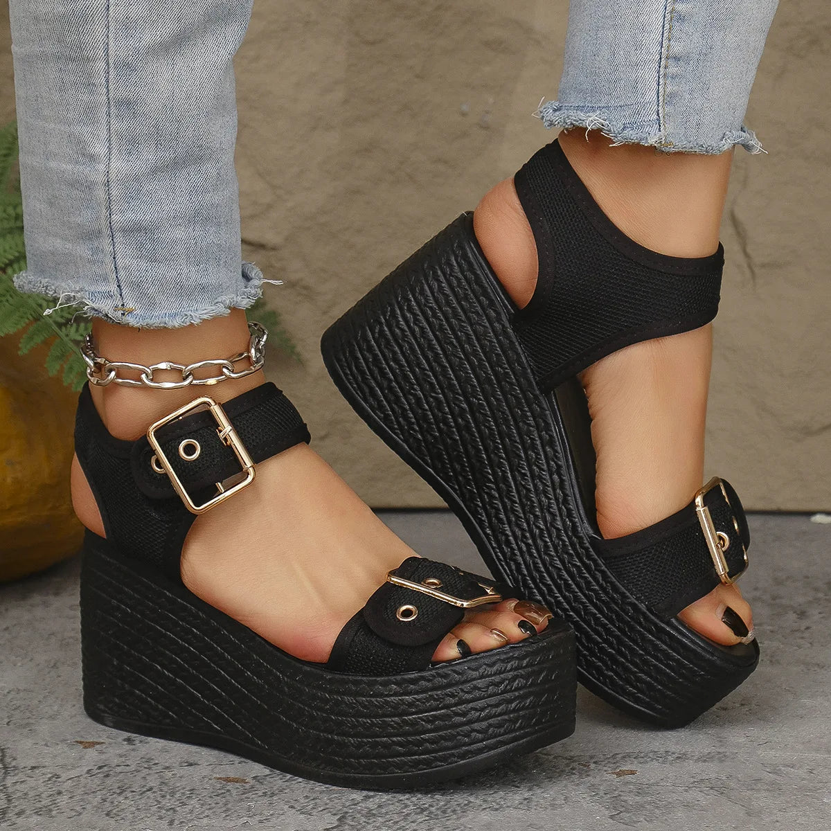 Summer Women's High Heel Shoes 2025 New Casual Platform Wedge Heel Sandals Women's Fashion Open Toe Rome Sandals Sandalias Mujer