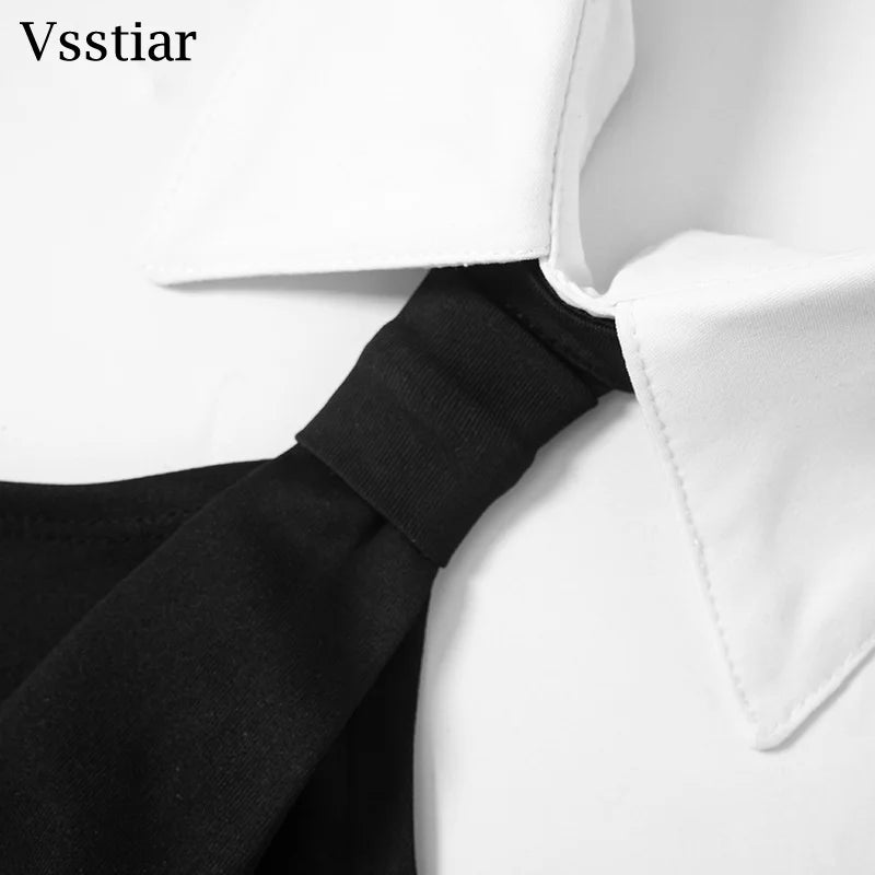 Vsstiar Elegant Turn-down Collar Mini Dress For Women Sexy Backless Sleeveless Vestidos Summer Fashion Streetwear Party Dress