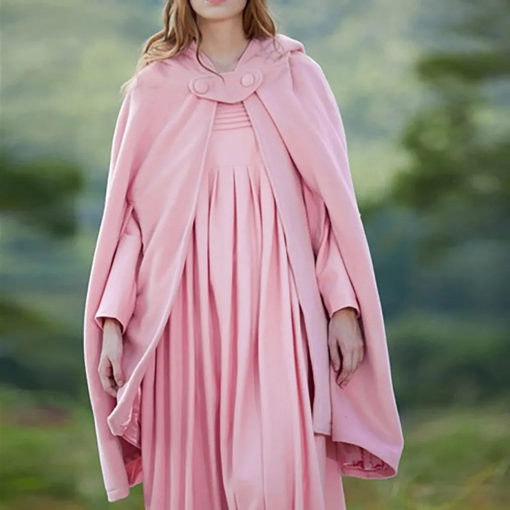 Red Cloak Women Outwear Hooded Coat Thin Vintage Gothic Medieval Cape Poncho Casual Maxi Long Cardigan for Spring Autumn