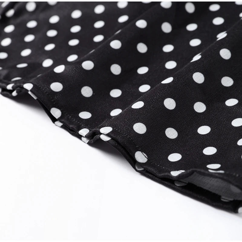 Dot Print Long Slip Dress Women Spring Summer V-neck Sleeveless Backless A-line Dresses Female Party Vintage Robes Lady Holiday