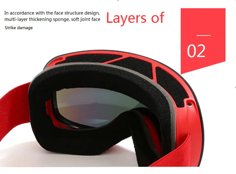 Outdoor new double layer anti-fog ski goggles snow skis glasses snowmobile glasses outdoor sports skiing