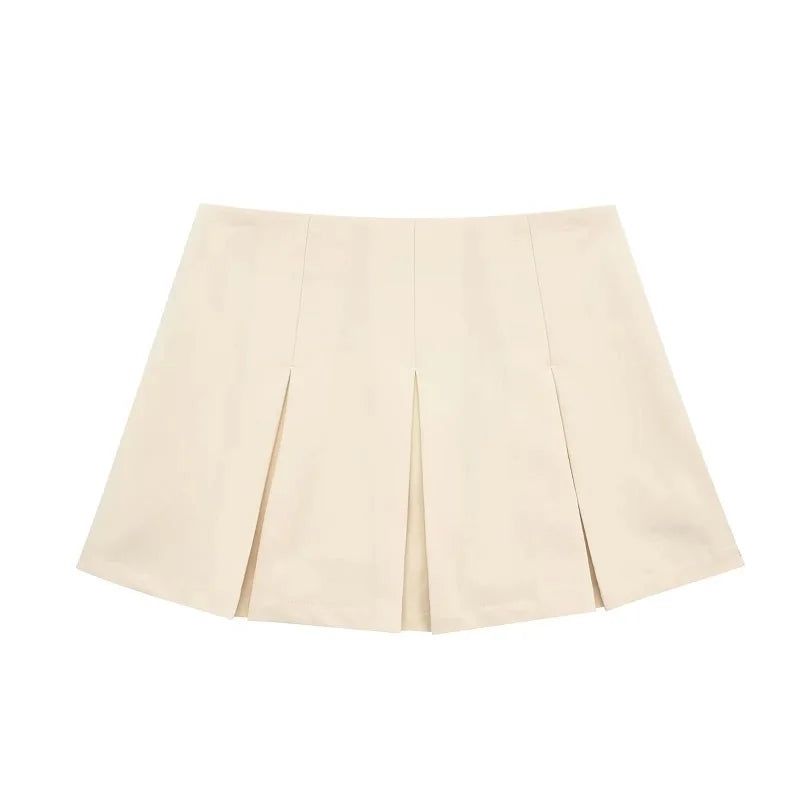 MUJER Women's Shorts Skirts High Waist Pleated Skirt Shorts Women Striped Bermuda Shorts Woman Fashion Casual Mini Shorts Women