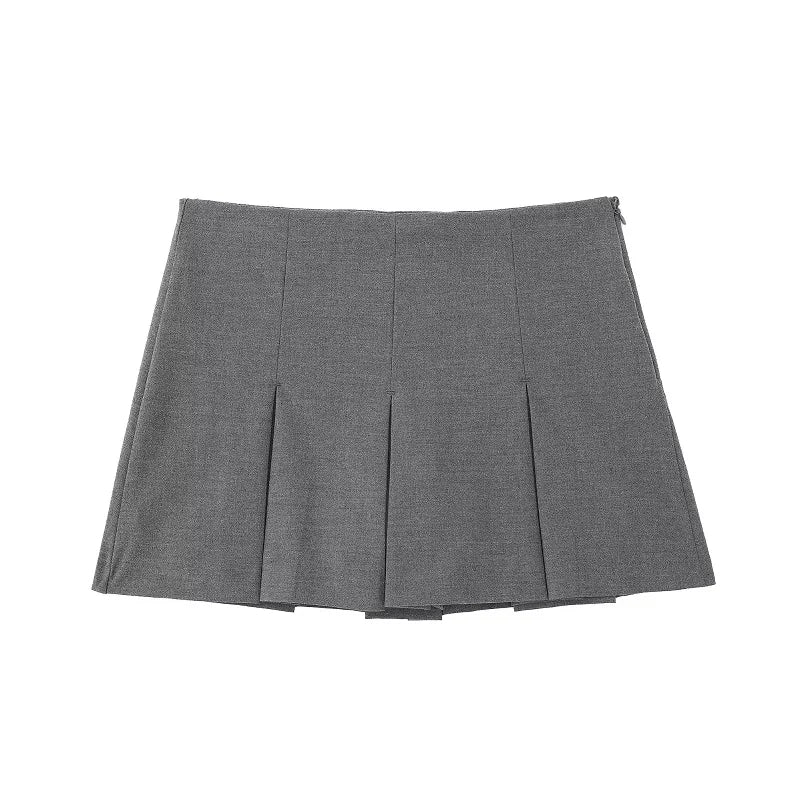 MUJER Women's Shorts Skirts High Waist Pleated Skirt Shorts Women Striped Bermuda Shorts Woman Fashion Casual Mini Shorts Women
