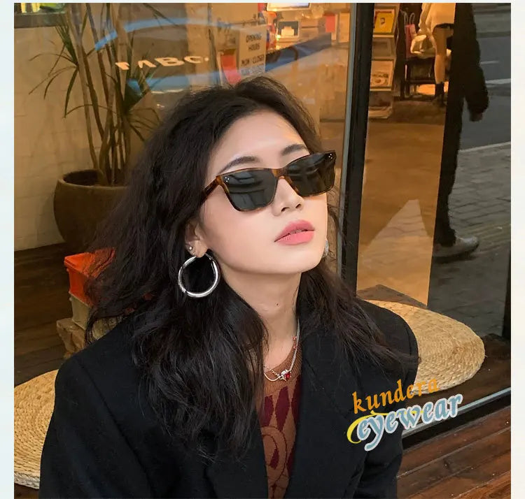 New Arrival Small Rectangle Sunglasses Women Vintage Brand Designer Cat Eye Style Square Luxury Sun Glasses Shades Female