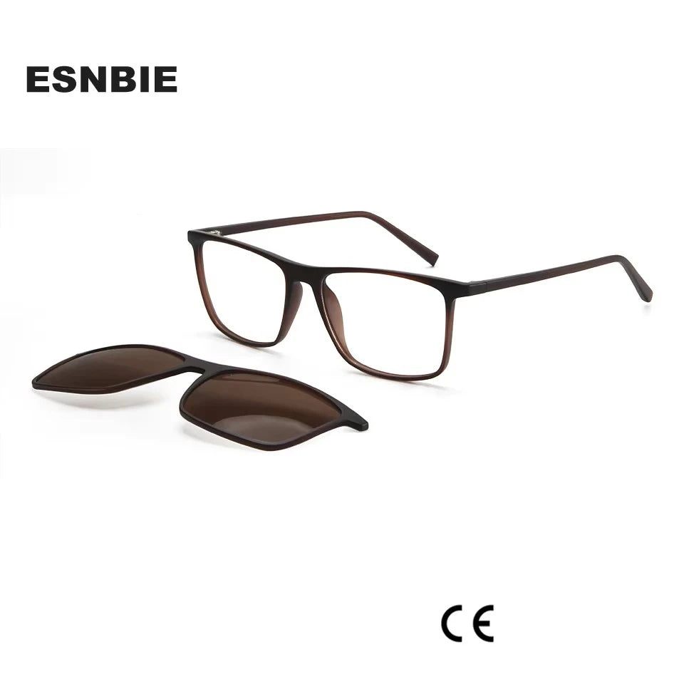 TR90 Magnet Men Optical Glasses Frame Magnetic Clip On Polarized Sunglasses Men'S Square Eyewear Spectacle Eyeglasses Frames