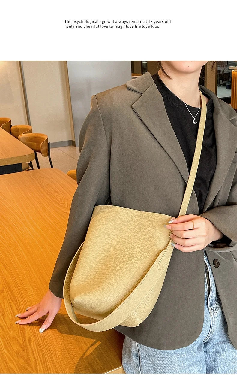 Commuter female package 2025 new oblique design senior feeling handbags women's shoulder bag, small hand-held tote bag bucket