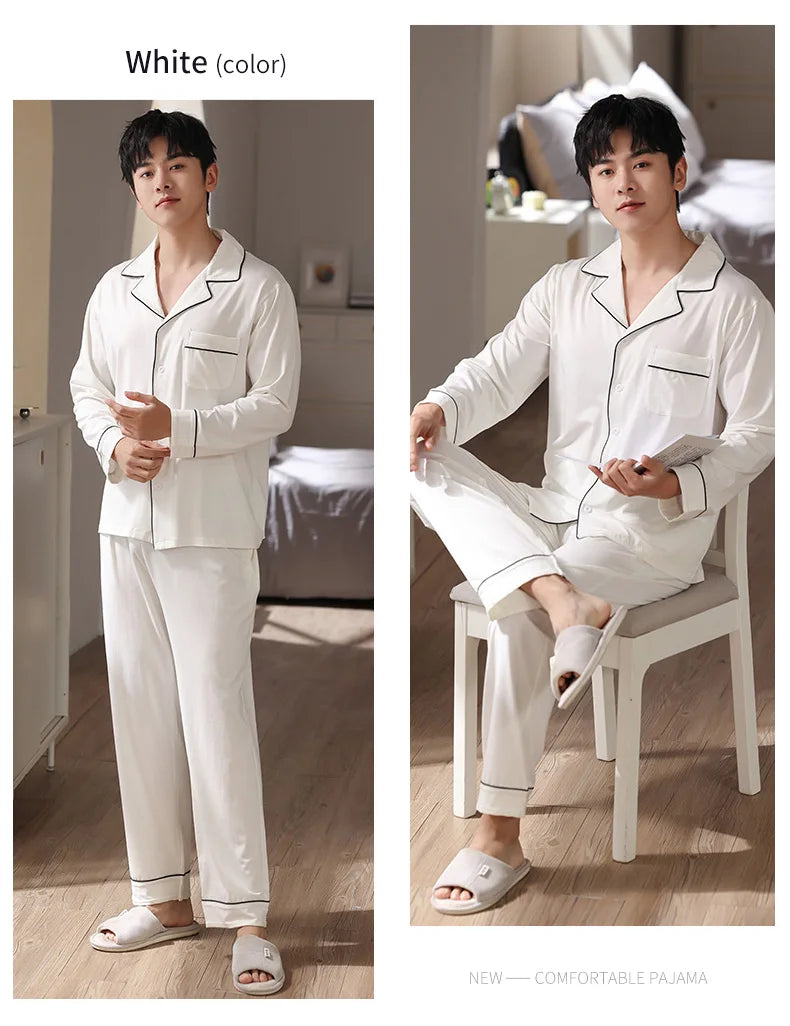Modal Couples Matching Clothing Set White Pajama For Women Men PJ Pijama Mujer Sleepwear Cotton Pyjama Pour Femme Home Clothes