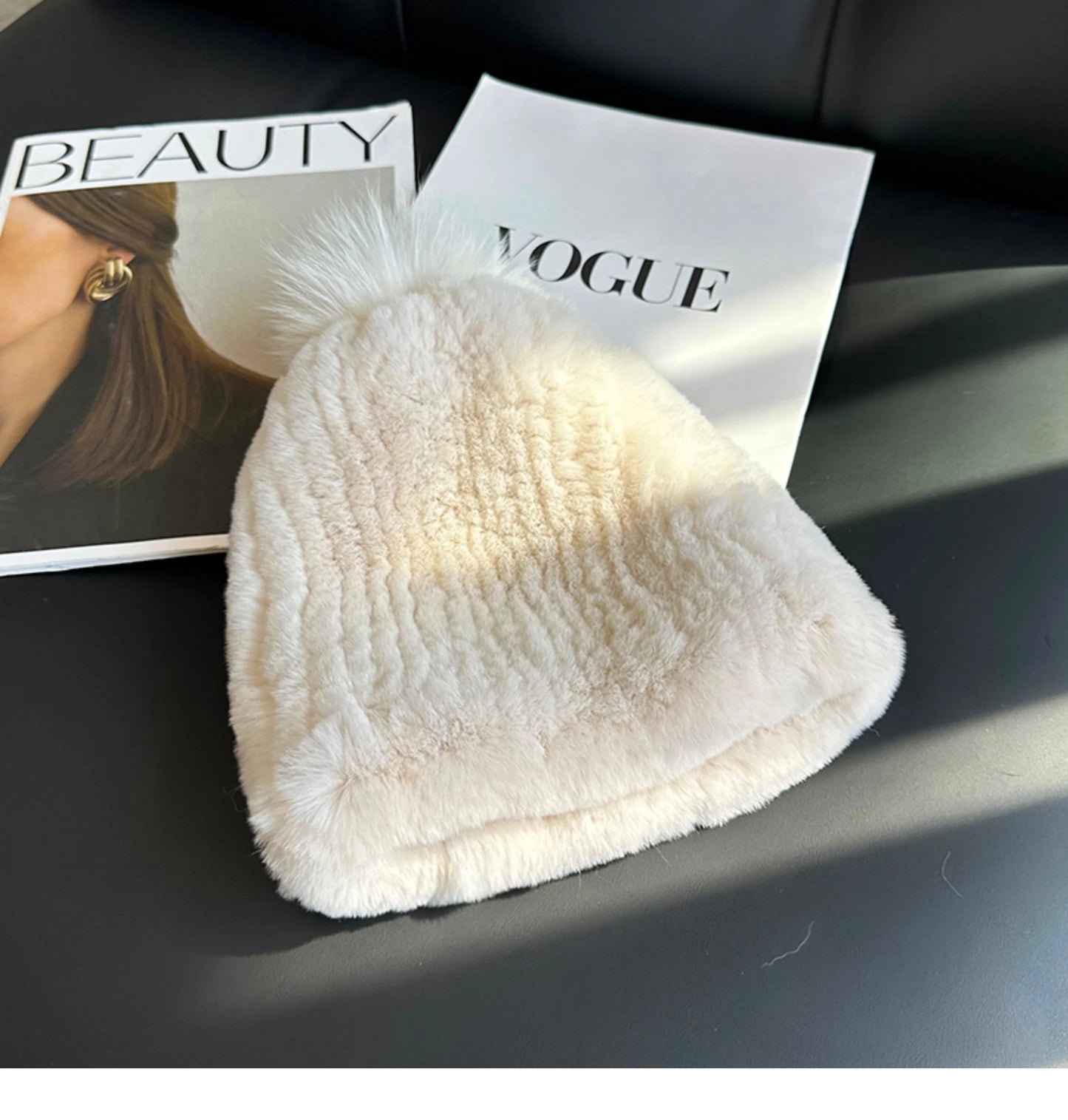 Real Rex Rabbit Fur Hat For Women Winter Thickened Fur Hat Warm Ear Protection Hat Hand Knitted Fur Hat Outdoor Natural Fur Hats