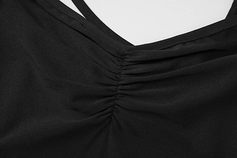 Hugcitar Square Collar Slips Backless Draped Lace Up Pleated Irregular Sexy Midi Dress 2024 Spring New Outfits Festival Party