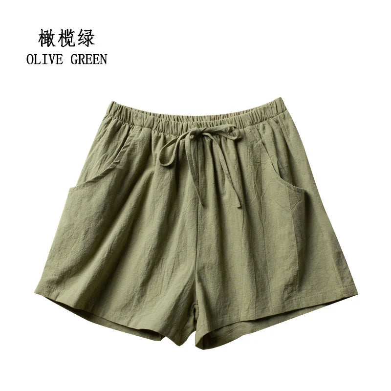 Cotton Linen Shorts Women Fashion Workout Shorts High Waiste Short Pants Ladies Black Shorts Casual Women Shorts Sport Femme