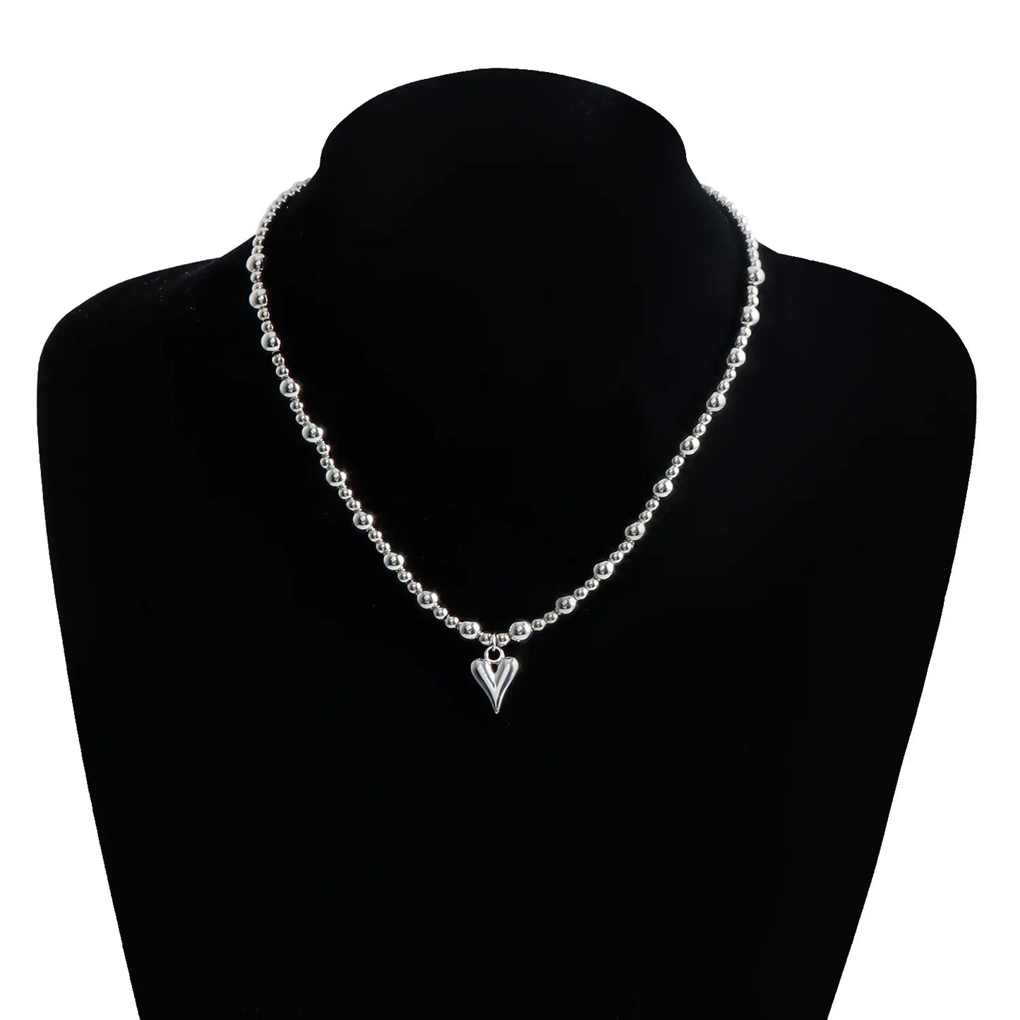 Y2K Heart Beaded Necklace Women Boho Crystal Class Gravel Clavicle Chain Cool Y2K Choker Exquisite Fashion Jewelry