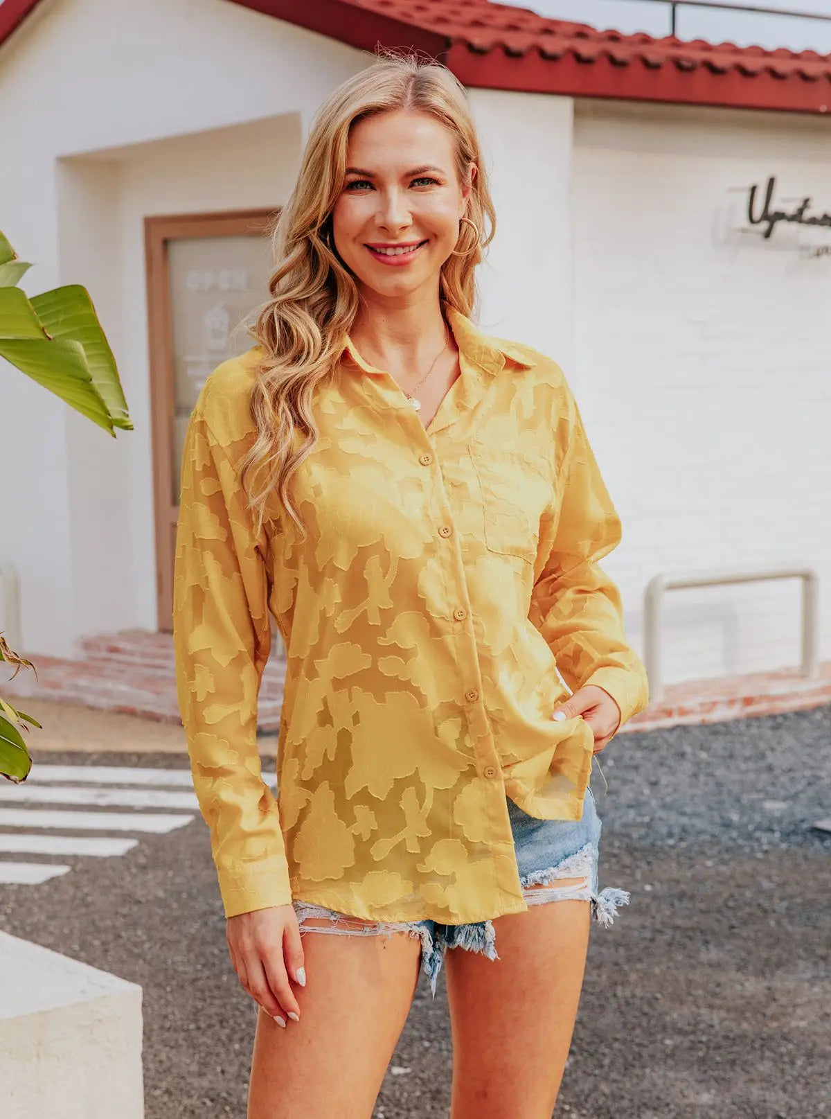 Elegant Long Sleeve Lapel Lace Blouse Office Lady Spring Summer Hollow Out Jacquard Loose Shirt Oversized Tops Luxury Chic Tunic