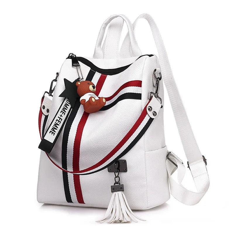 WHITE BLACK Bags For Women  New Fashion Zipper Ladies Backpack PU Leather School Bag Crossbody shoulder bag for you