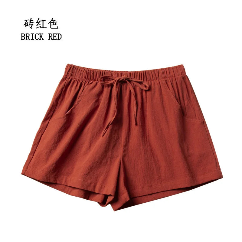 Cotton Linen Shorts Women Fashion Workout Shorts High Waiste Short Pants Ladies Black Shorts Casual Women Shorts Sport Femme