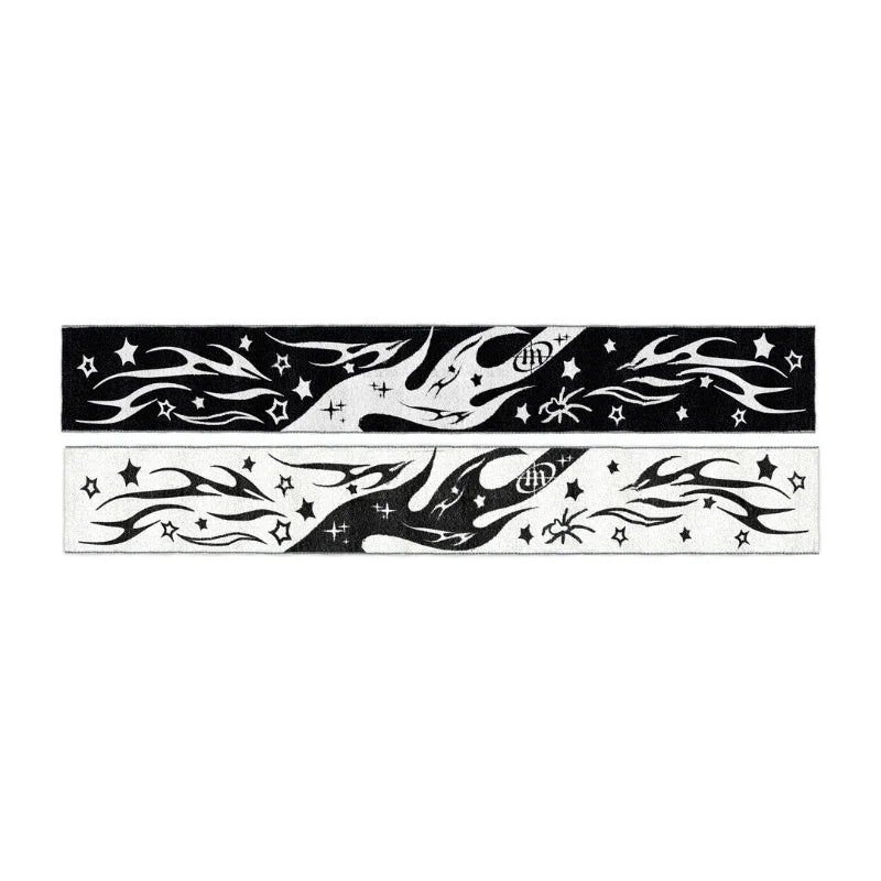 Fashion Creative Star Striped Knitted Women's Scarf Men's Winter Scarf Apron Black Tassel Luminous Y2K Kpop