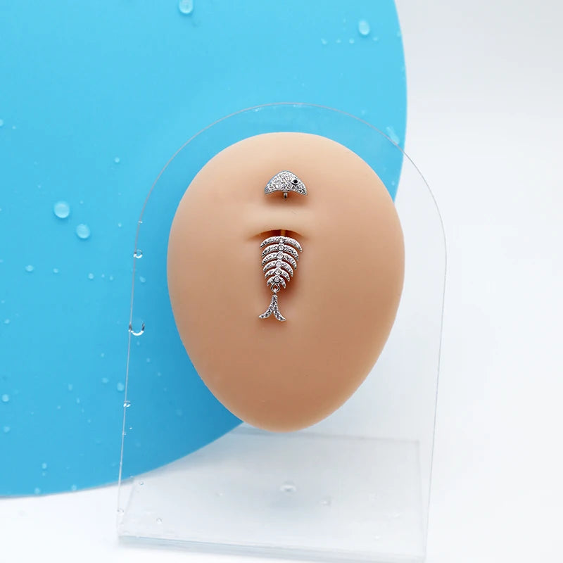 MIQIAO Best Selling 925 Sterling Silver Piercing Women Jewelry Body Accessories Fish Ring Piercing Belly Button Luxury