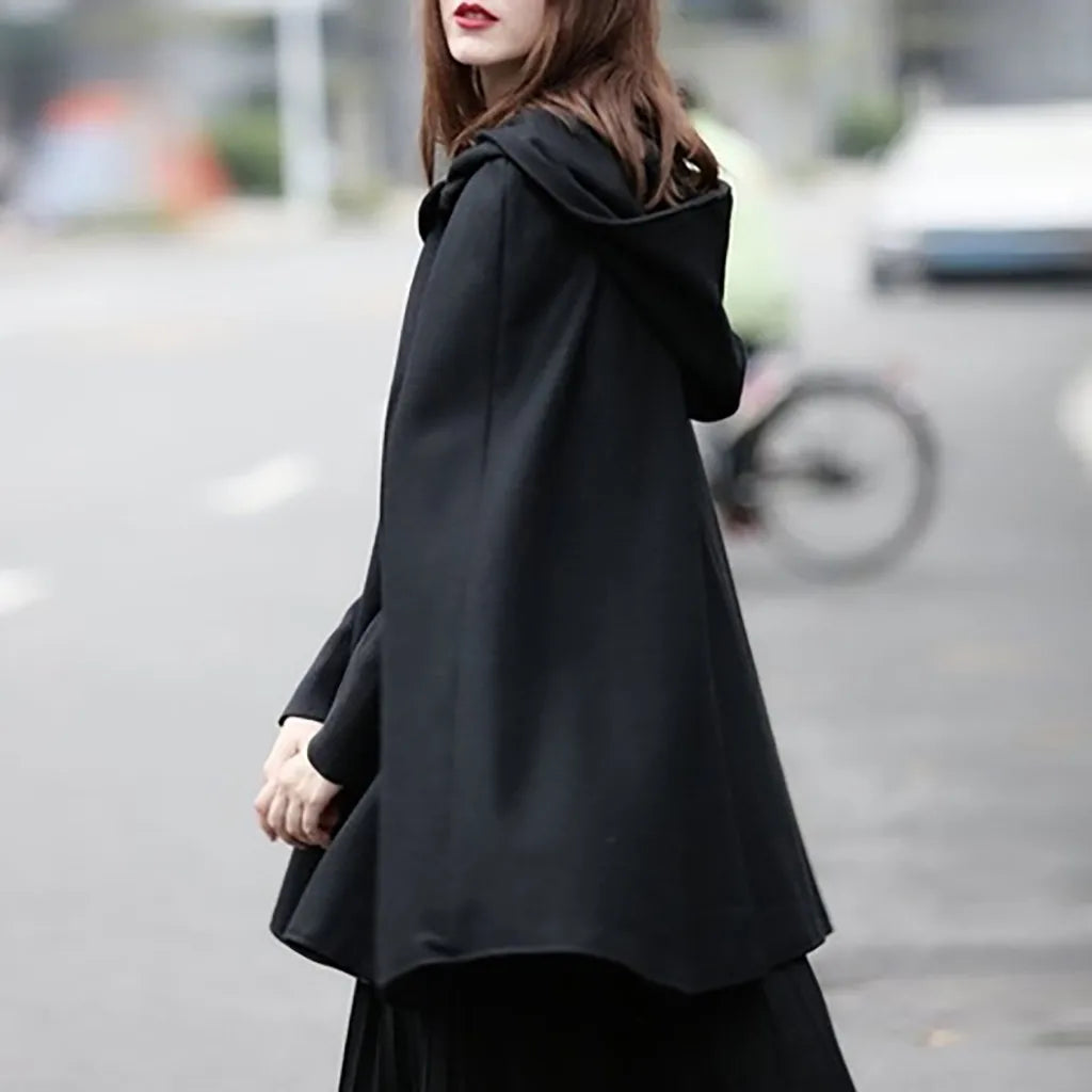 Red Cloak Women Outwear Hooded Coat Thin Vintage Gothic Medieval Cape Poncho Casual Maxi Long Cardigan for Spring Autumn