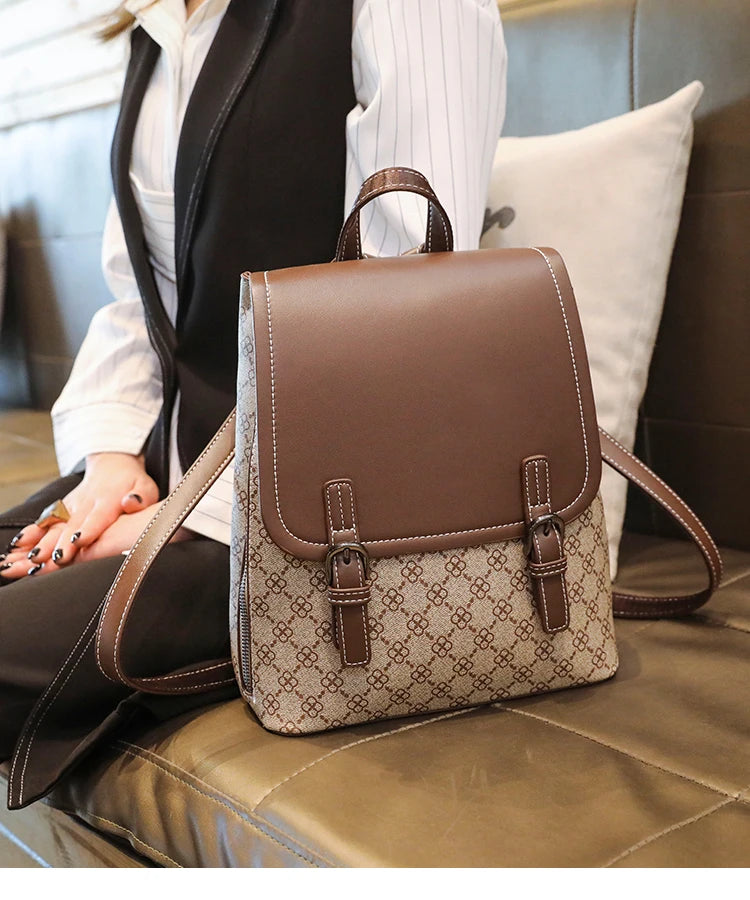 Backpack For Women 2023 New Business Work Shopping Casual Designer Elegant High Capacity Preppy Pu Leather  Waterproof Back Bag