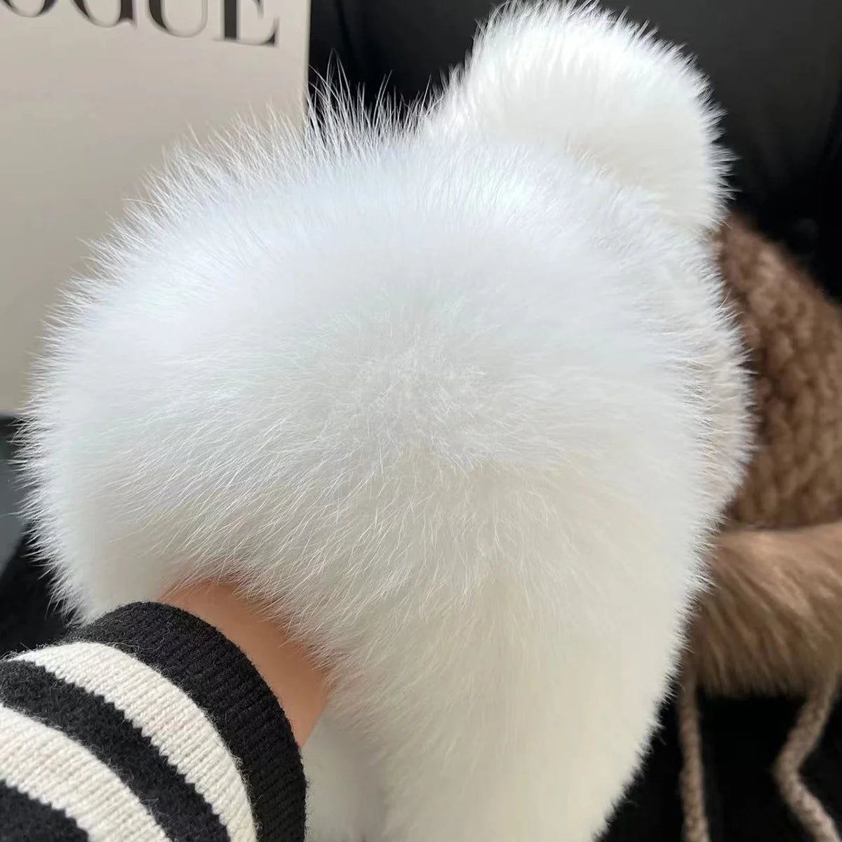 Real Mink Fur Hat For Women Winter Natural Fur Lei Feng Hat With Fox Fur Ball Thicked Ear Protection Hat Female Hand Knitted Hat