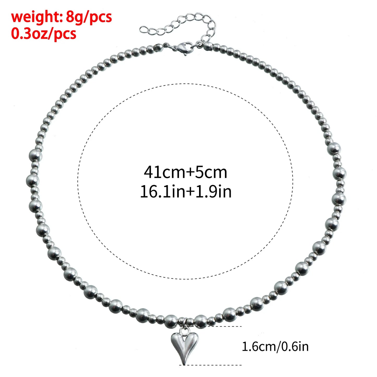 Y2K Heart Beaded Necklace Women Boho Crystal Class Gravel Clavicle Chain Cool Y2K Choker Exquisite Fashion Jewelry