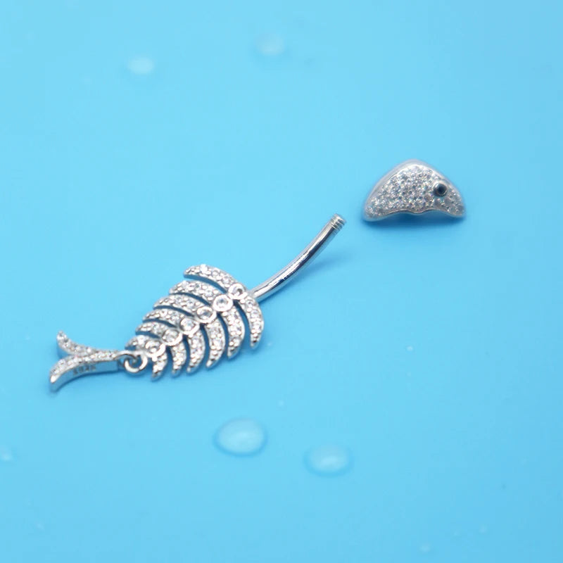 MIQIAO Best Selling 925 Sterling Silver Piercing Women Jewelry Body Accessories Fish Ring Piercing Belly Button Luxury