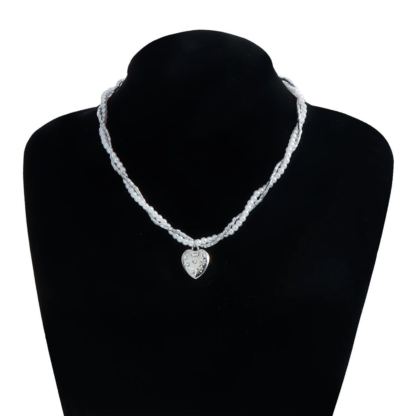 Y2K Heart Beaded Necklace Women Boho Crystal Class Gravel Clavicle Chain Cool Y2K Choker Exquisite Fashion Jewelry