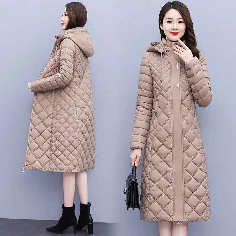 New Cotton-Padded Women Light Down Cotton Coat Long Autumn Winter Jacket Supersize Female Detachable Hooded Parker Overcoat 7XL