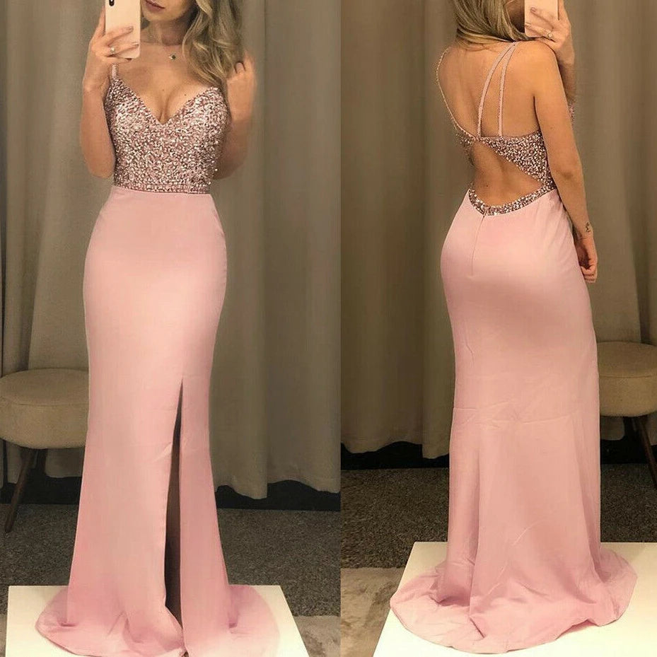 Deep V-neck Backless Dress Women 2023 New Cocktail Party Dresses Backless Summer Maxi Long Bodycon Dress Elegant Dress
