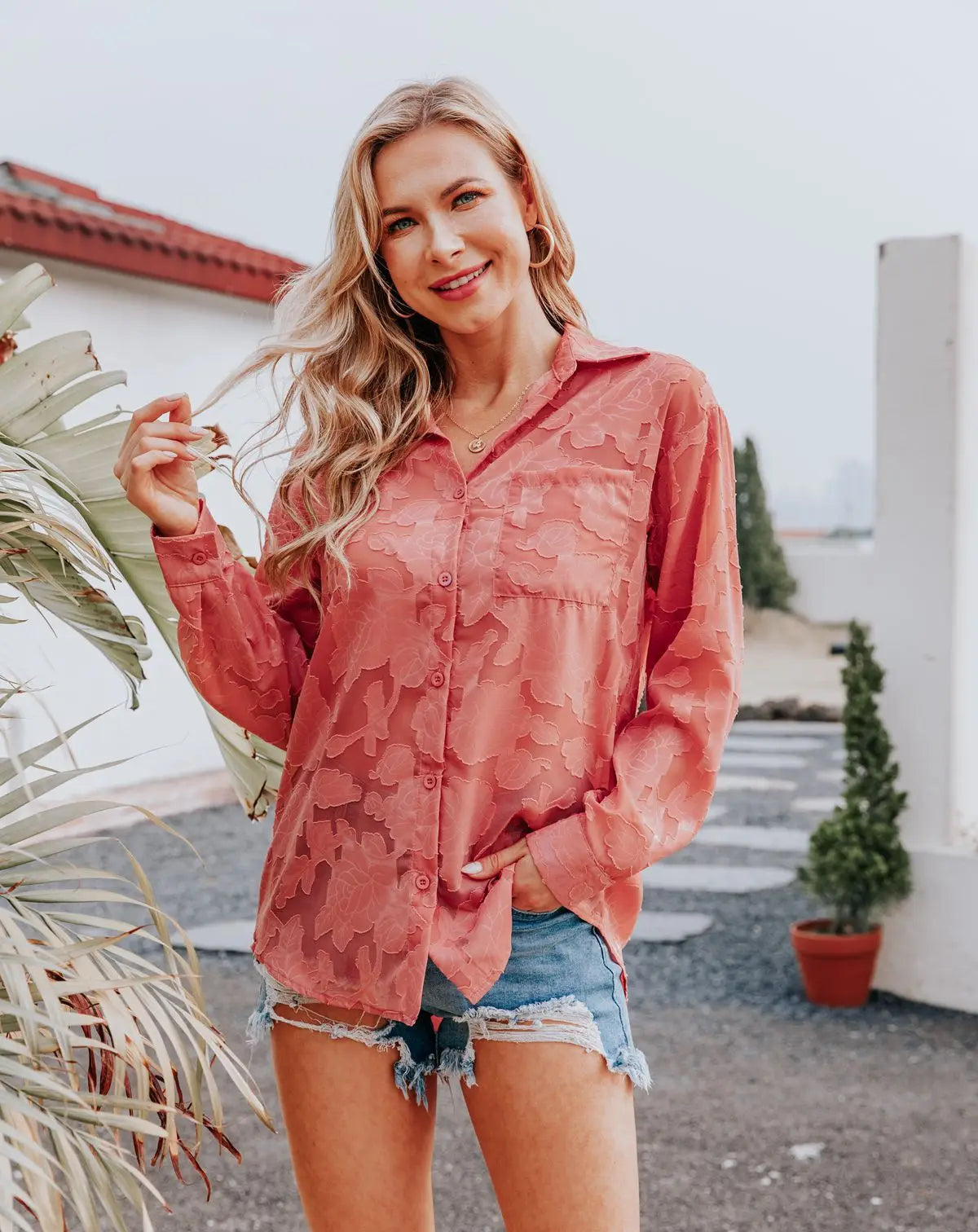 Elegant Long Sleeve Lapel Lace Blouse Office Lady Spring Summer Hollow Out Jacquard Loose Shirt Oversized Tops Luxury Chic Tunic