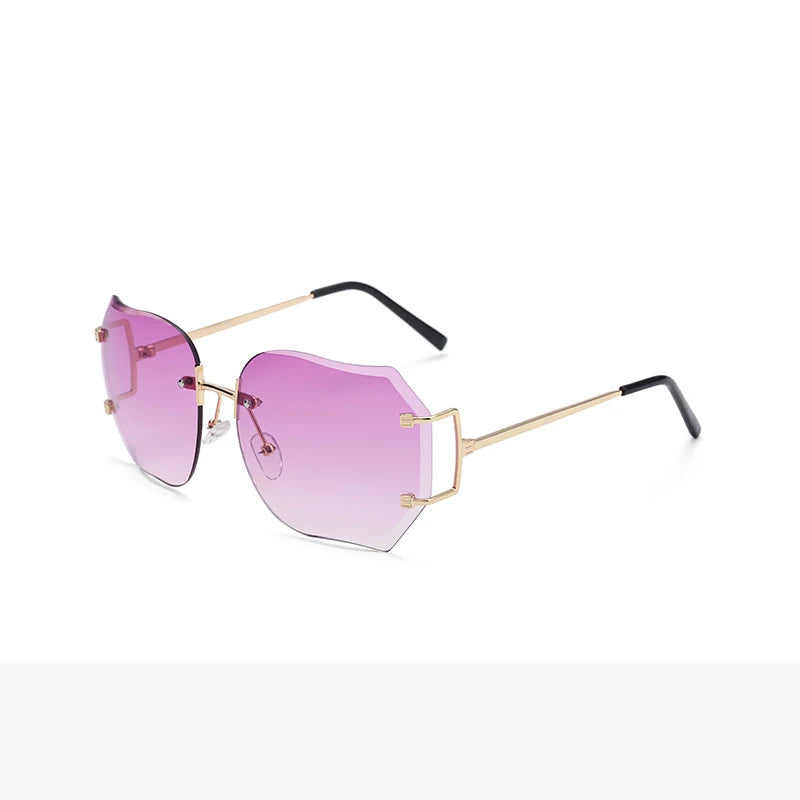 2023 New rimless Frame Metal Sunglasses Women Cool Style Clear Brand Designer retro Square Shades Female Style Dropshiping