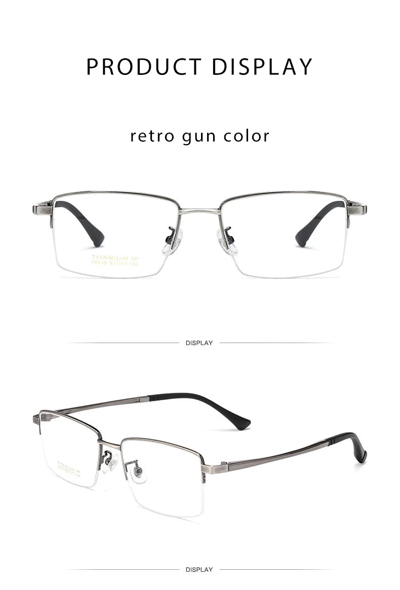 Pure Titanium Glasses Frame Men Square Eyewear Male Classic Full Optical Prescription Eyeglasses Frames Gafas Oculos N80015N