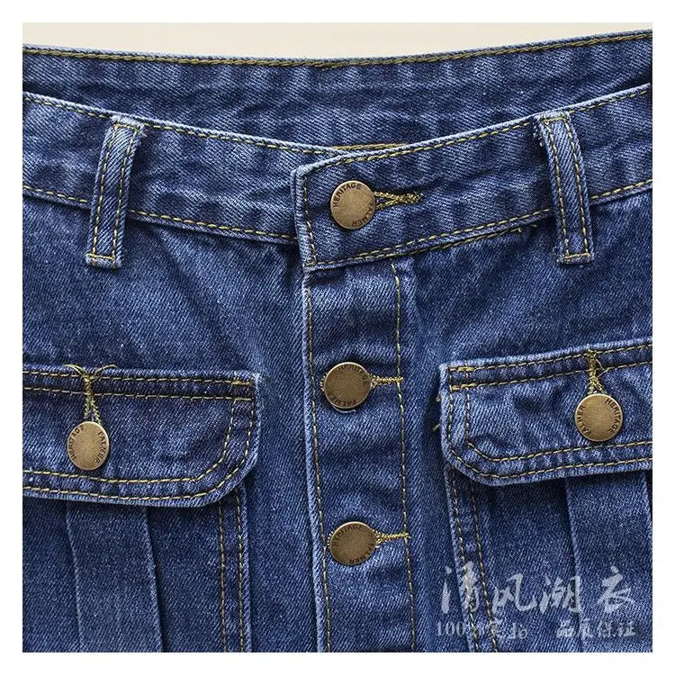 2024 Women Spring Autumn New Front Split Denim Sheath Skirts Female Single-Breasted Midi Skirts Ladies High Waist Pencil Skirts