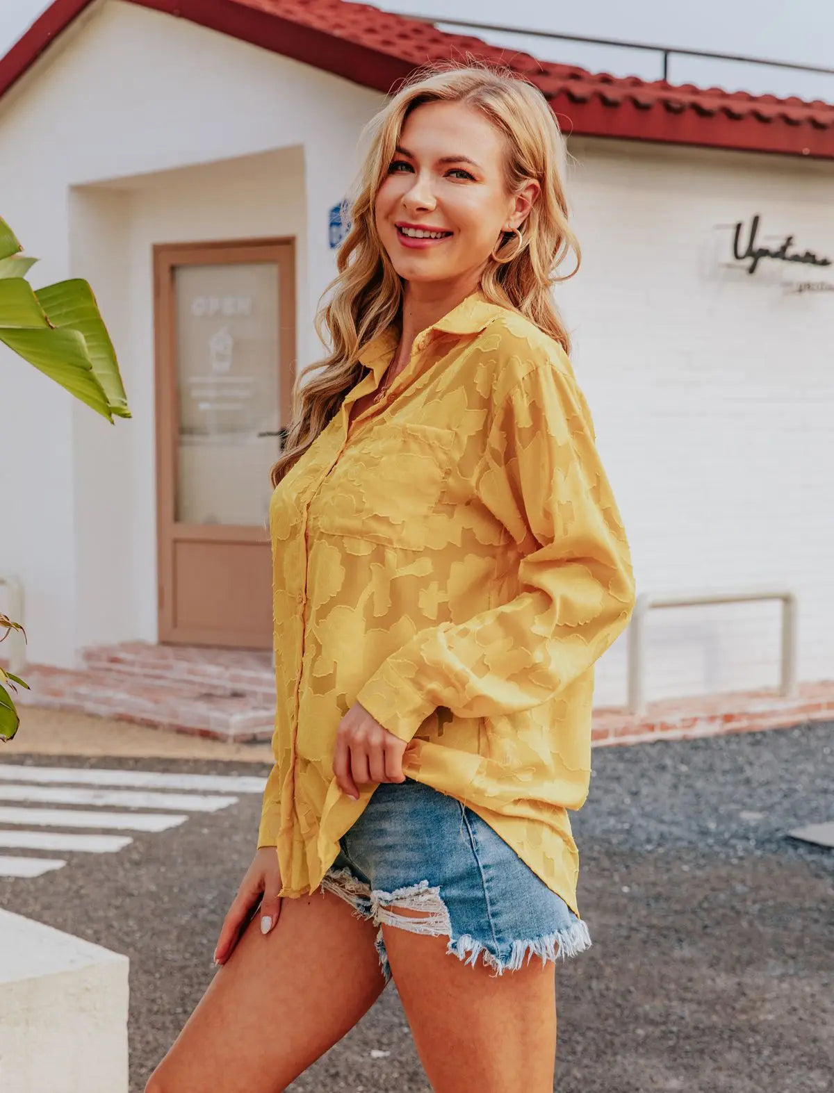 Elegant Long Sleeve Lapel Lace Blouse Office Lady Spring Summer Hollow Out Jacquard Loose Shirt Oversized Tops Luxury Chic Tunic