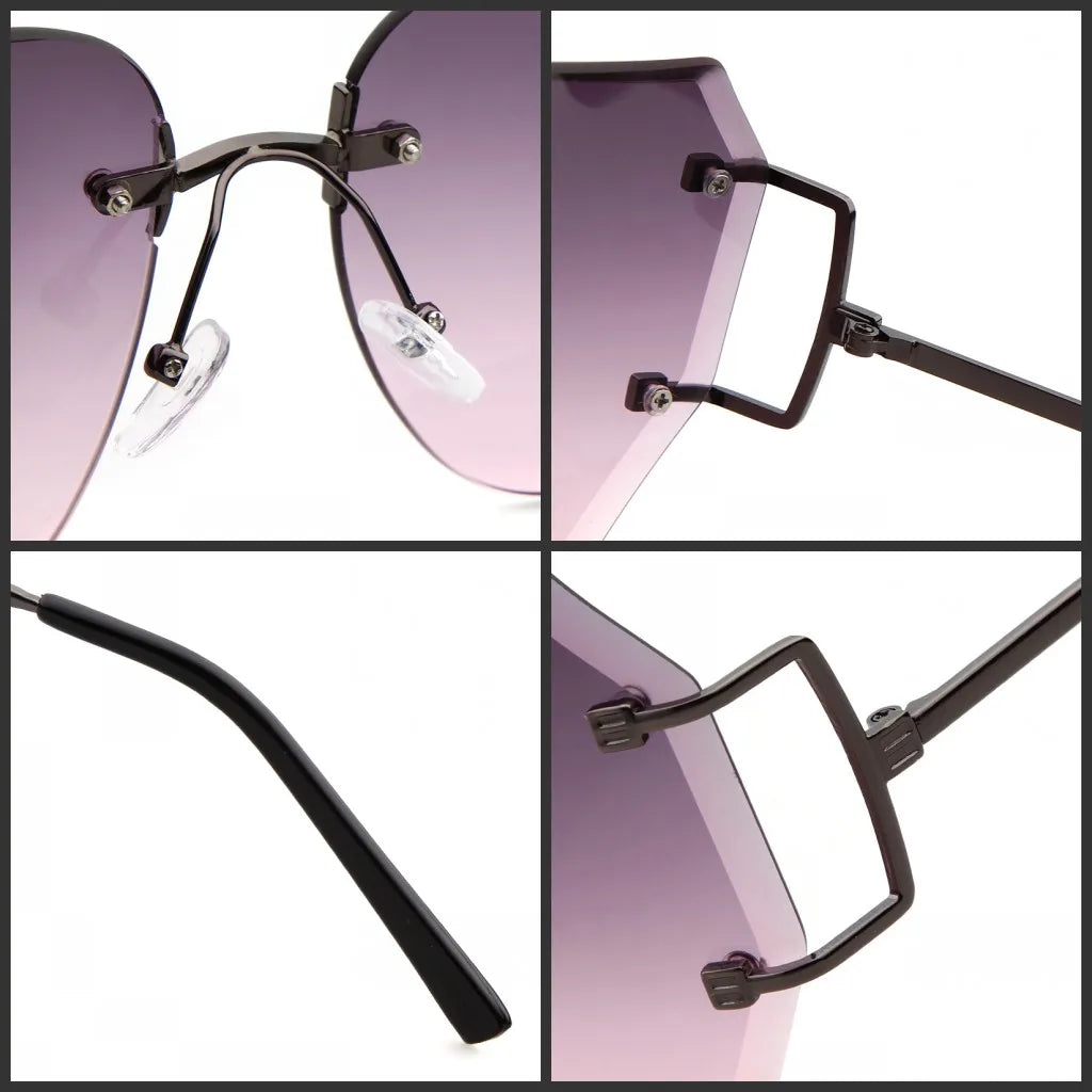 2023 New rimless Frame Metal Sunglasses Women Cool Style Clear Brand Designer retro Square Shades Female Style Dropshiping