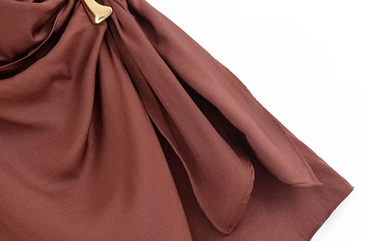 MYST&ZA2025 new summer women's clothing casual fashion comfortable slim sexy inlaid backless midi halter neck short dress