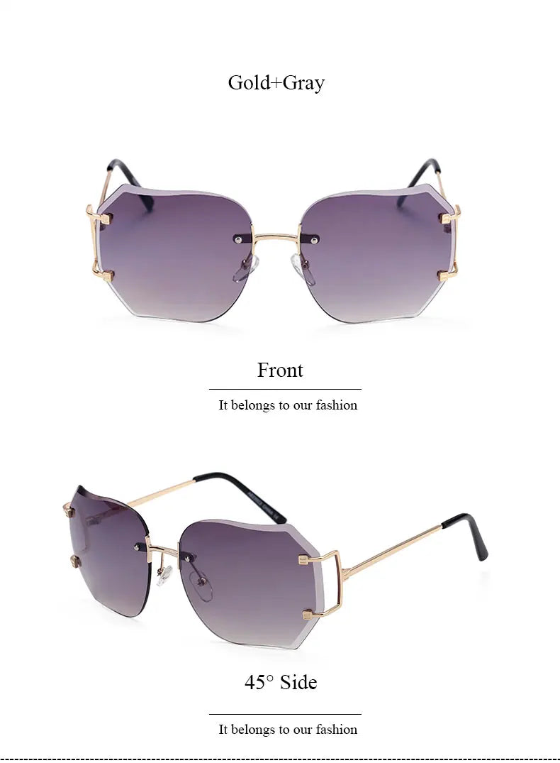 2023 New rimless Frame Metal Sunglasses Women Cool Style Clear Brand Designer retro Square Shades Female Style Dropshiping