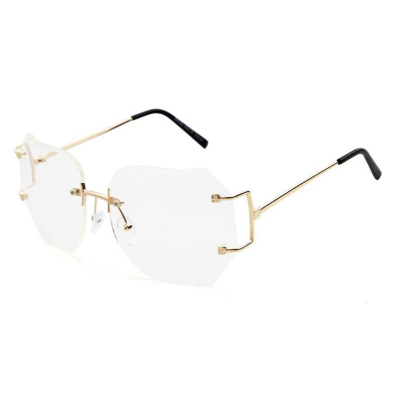 2023 New rimless Frame Metal Sunglasses Women Cool Style Clear Brand Designer retro Square Shades Female Style Dropshiping