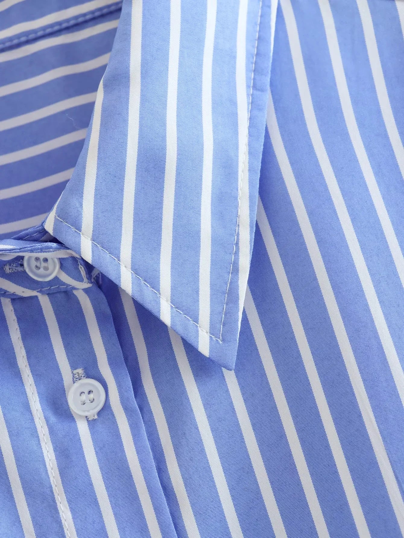 TRAF Blue Striped Shirt Women Casual Oversized Long Shirt Woman Korean Fashion Button Up Long Sleeve Shirts Office Loose Shirt