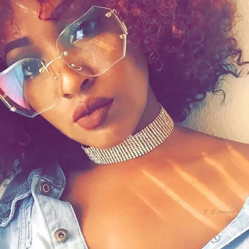 2023 New rimless Frame Metal Sunglasses Women Cool Style Clear Brand Designer retro Square Shades Female Style Dropshiping