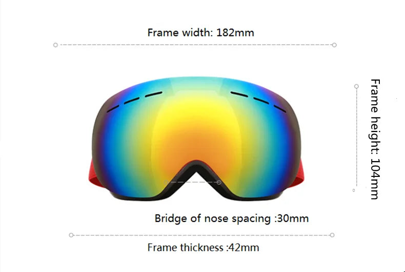 Outdoor new double layer anti-fog ski goggles snow skis glasses snowmobile glasses outdoor sports skiing