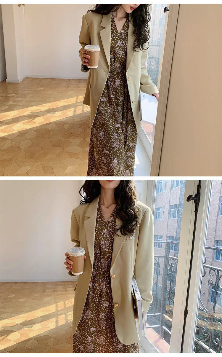 ARTKA 2023 Spring New Women Dress Elegant Loose Puff Sleeve Prints Dresses V-Neck High Waist A-Line Chiffon Long Dress A22LA055C