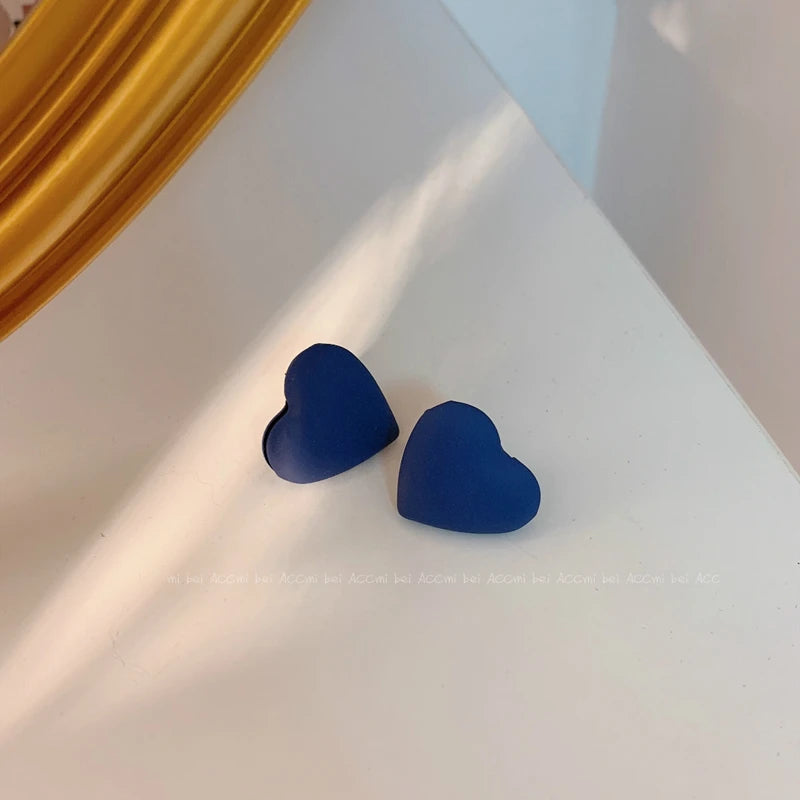 Royal Blue Series Stud Earrings Collection Heart Bowknot Circle Square Geometric Klein Blue Crystal Earrings Women Jewelry