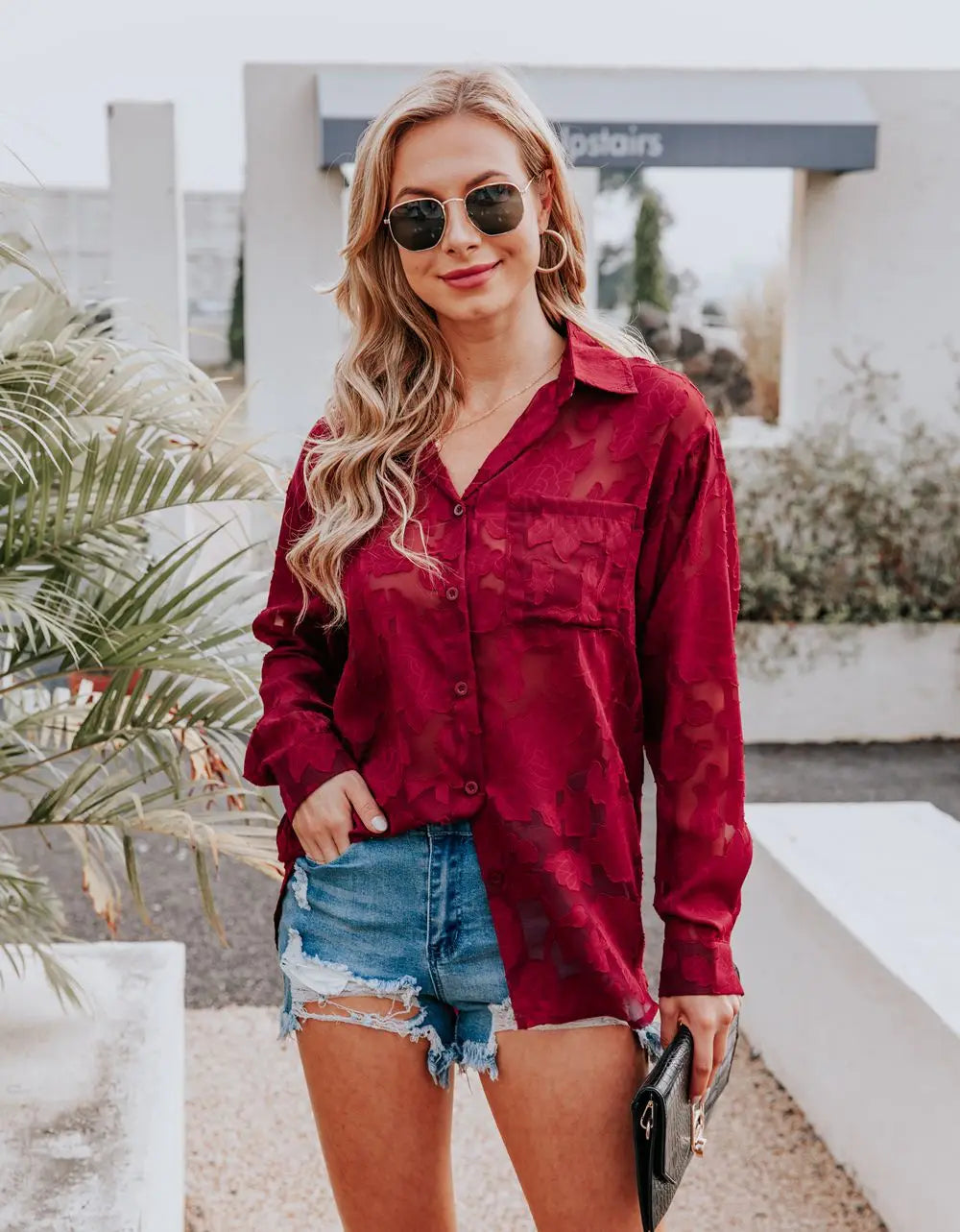 Elegant Long Sleeve Lapel Lace Blouse Office Lady Spring Summer Hollow Out Jacquard Loose Shirt Oversized Tops Luxury Chic Tunic